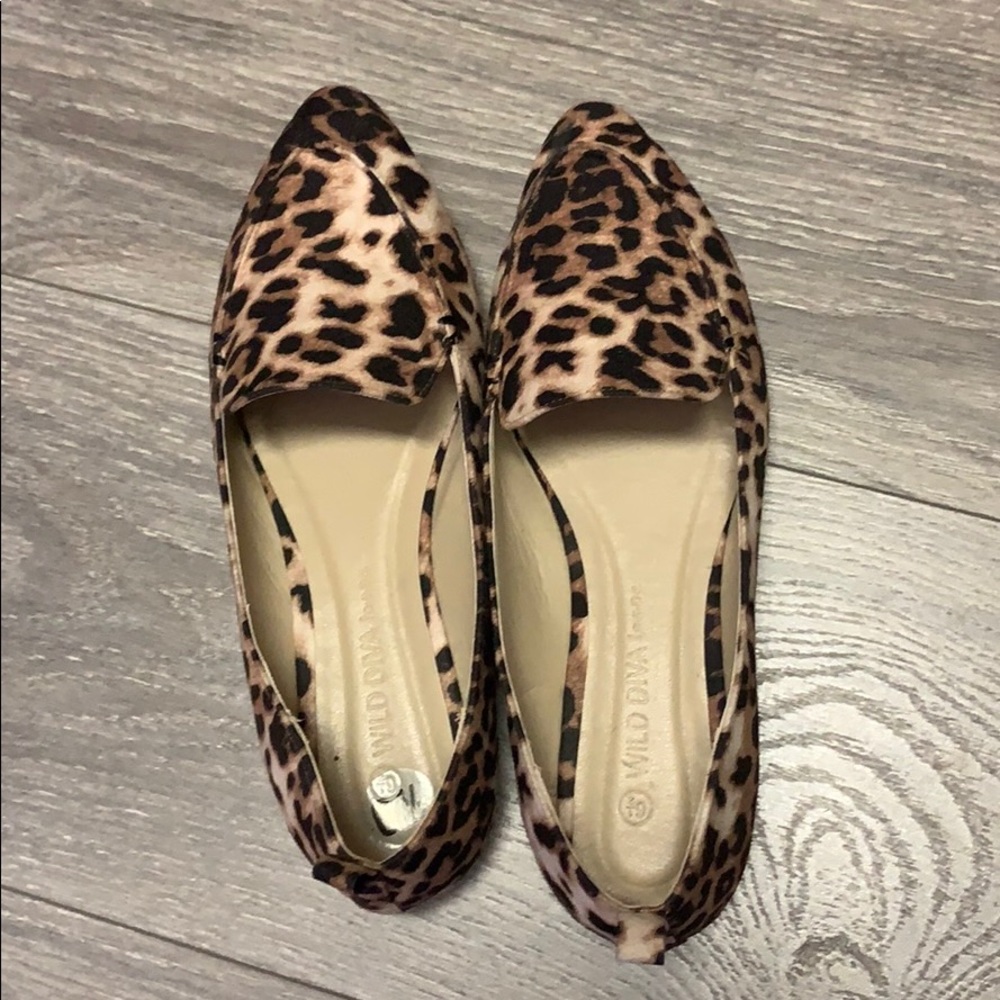 Pointed leopard flats.  Worn once!